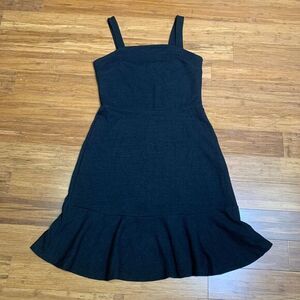 GAP Dress‎ Womens 6 Tall Black Apron Flounce Fit & Flare Sleeveless Ruffle Hem